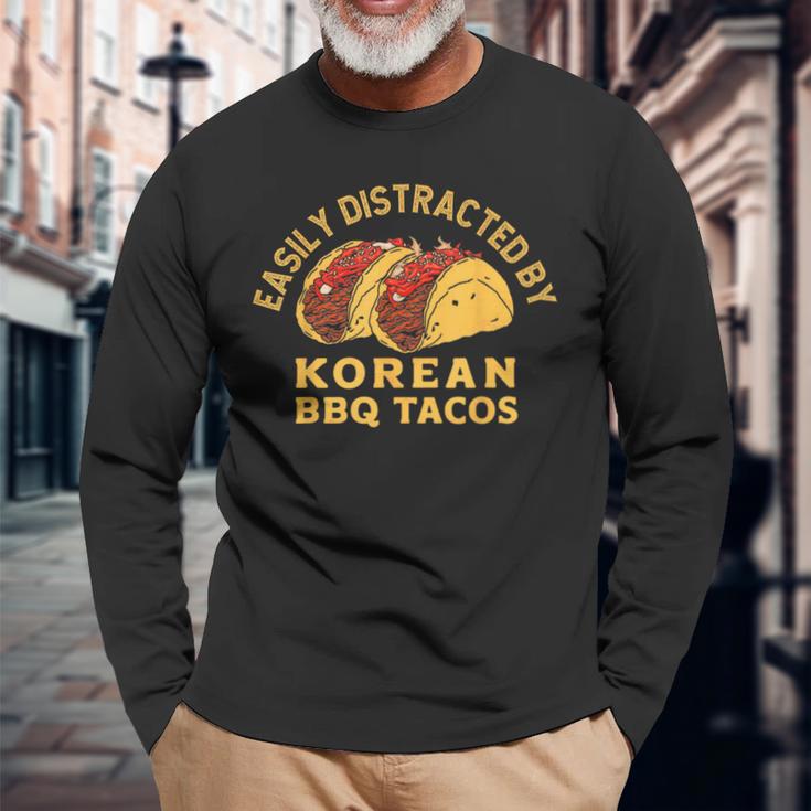 韓国bbqタコスレトロタコス愛好家に簡単に気を取られます 長袖Tシャツ 高齢者への贈り物