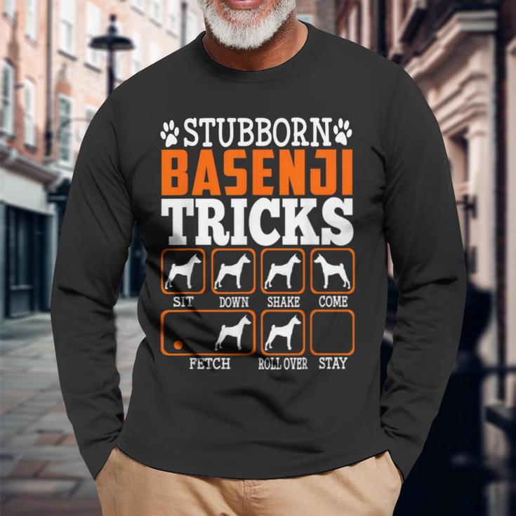頑固なバセンジー犬のトリック 面白い犬愛好家 長袖Tシャツ 高齢者への贈り物