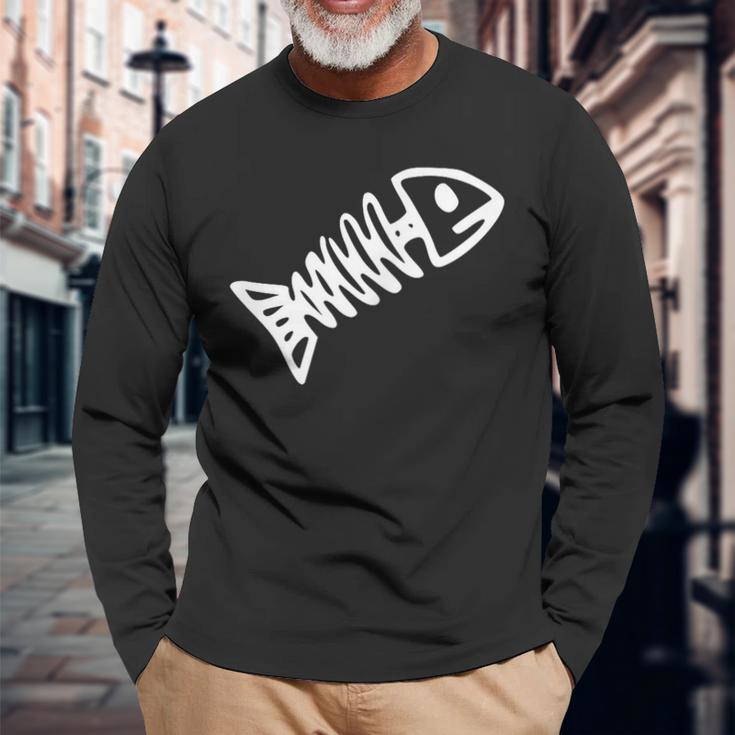 魚の骨 長袖Tシャツ 高齢者への贈り物