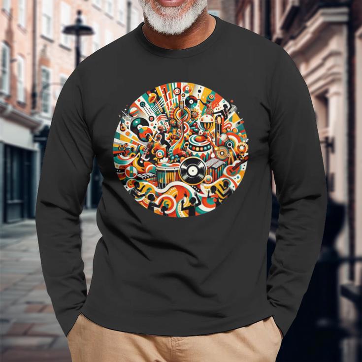 鮮やかで表現力豊かな文化 アフロビート音楽 イタリアデザイン 長袖Tシャツ 高齢者への贈り物