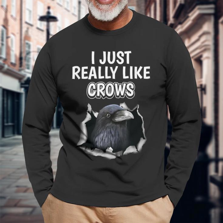 鳥の名言 カラスのような服 カラス 長袖Tシャツ 高齢者への贈り物