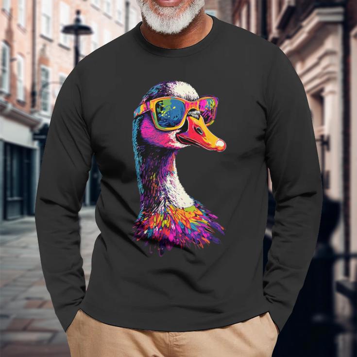 鵞鳥 雛 鴨 小雁 長袖Tシャツ 高齢者への贈り物