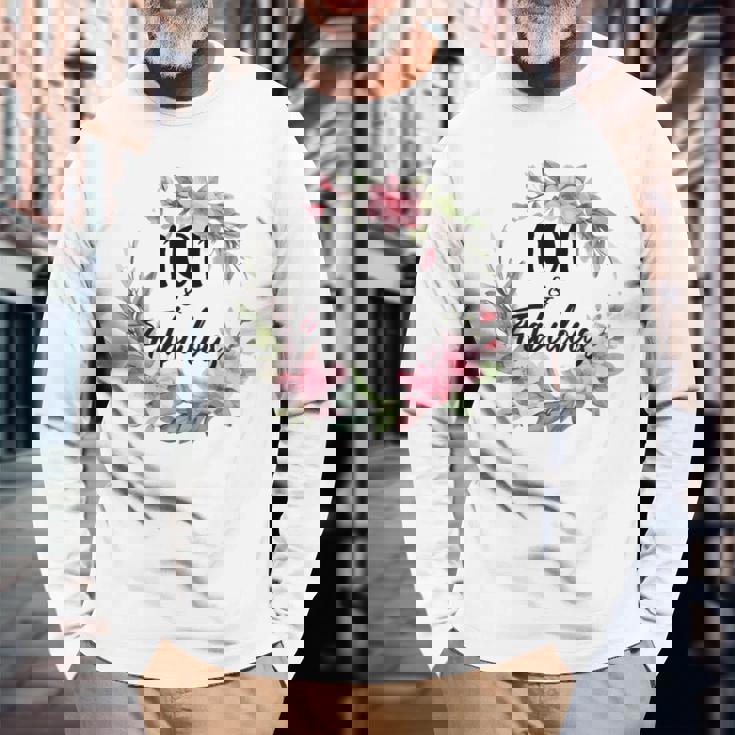 101歳＆ファビュラスフラワーパーティー 101歳の誕生日おめでとう 長袖tシャツ 長袖Tシャツ 高齢者への贈り物