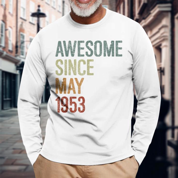 1953年5月以来素晴らしい誕生日。面白いレトロ。 長袖Tシャツ 高齢者への贈り物