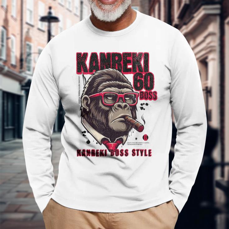 60歳 還暦祝い 長寿祝い 面白い還暦 還暦boss！人生これからが本番だ！ 長袖Tシャツ 高齢者への贈り物