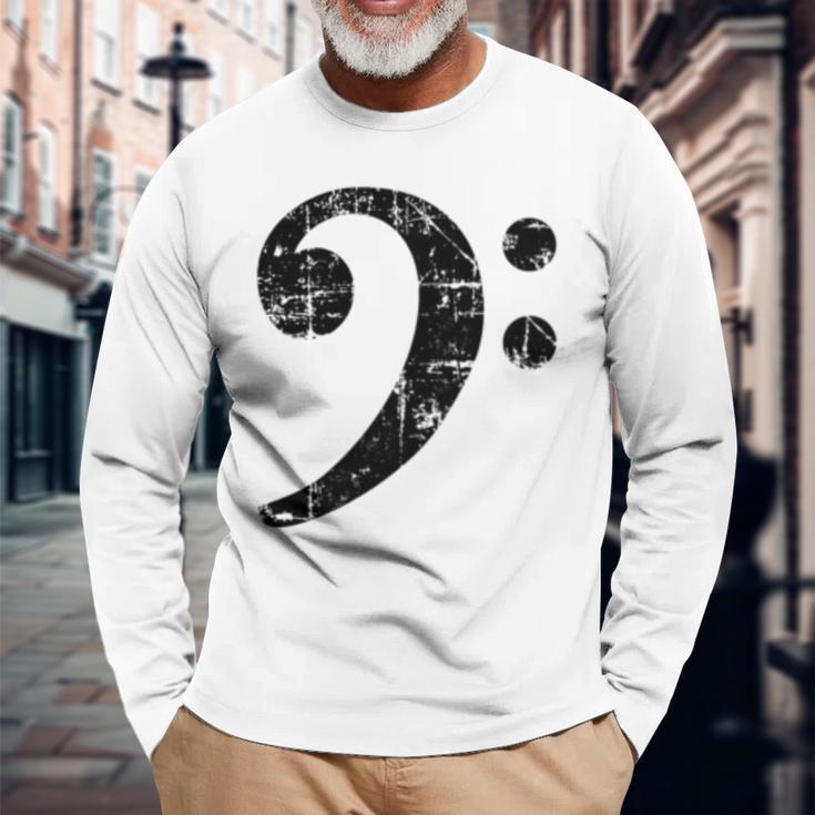 Bass Clef ビンテージブラック左 ベースプレイヤー 長袖tシャツ 長袖Tシャツ 高齢者への贈り物