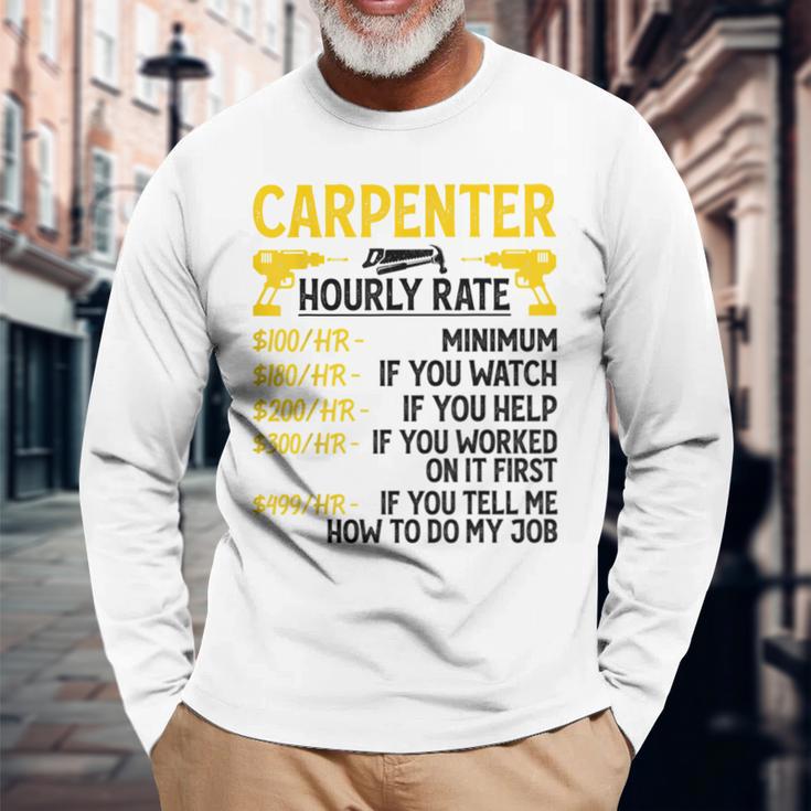 メンズ Carpenter Hourly Rate For Woodworker Carpenter Retro 長袖Tシャツ 高齢者への贈り物