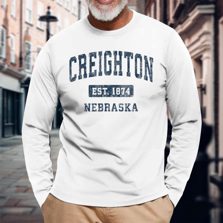 Creighton ネブラスカne ビンテージアスレチックスポーツデザイン 長袖Tシャツ 高齢者への贈り物