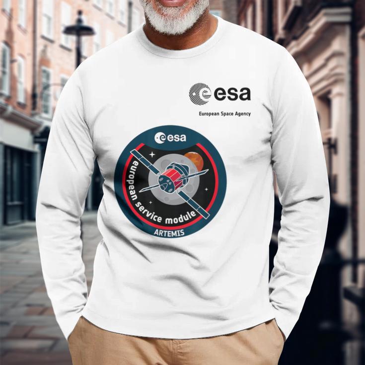 Esa欧州宇宙機関ミッションesmアルテミスパッチ 長袖Tシャツ 高齢者への贈り物