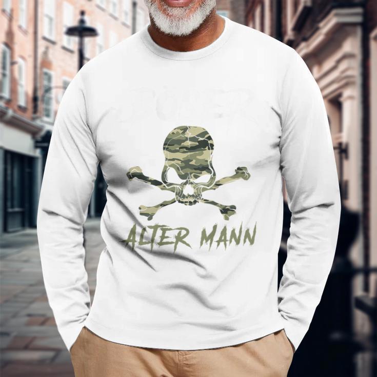 Evil Old Man 迷彩スカルバックプリント 長袖Tシャツ 高齢者への贈り物