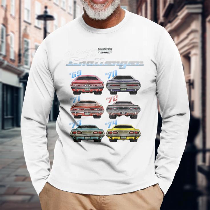 Evolution Of The Challenger、ホットロッド、マッスルカー、マグナム、RTe 長袖Tシャツ 高齢者への贈り物