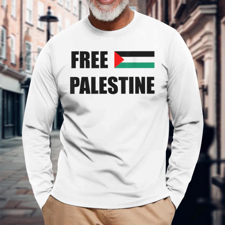 Free Gaza Free Palestine Flag ビンテージtシャツ 長袖Tシャツ 高齢者への贈り物
