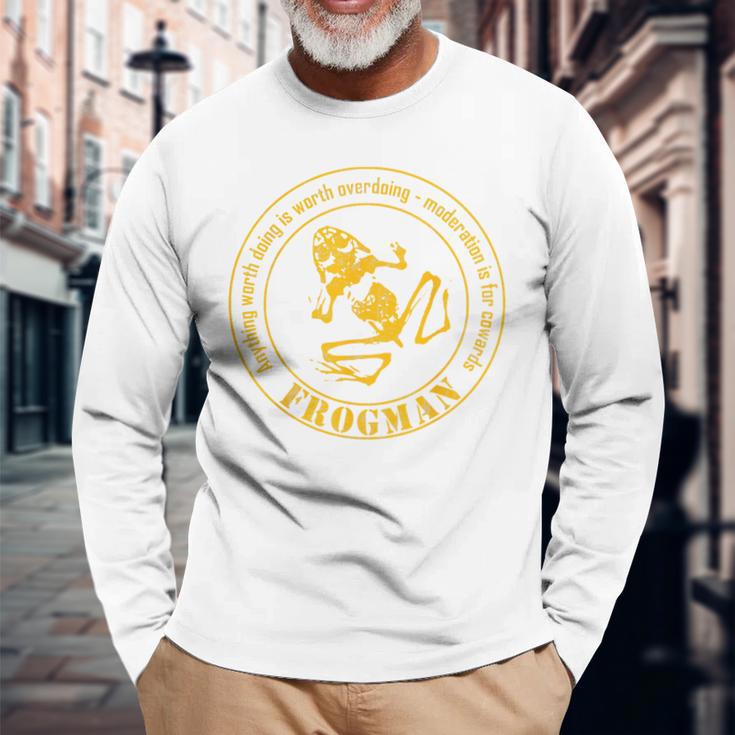 Frogman Diver ダメージ加工。 長袖Tシャツ 高齢者への贈り物