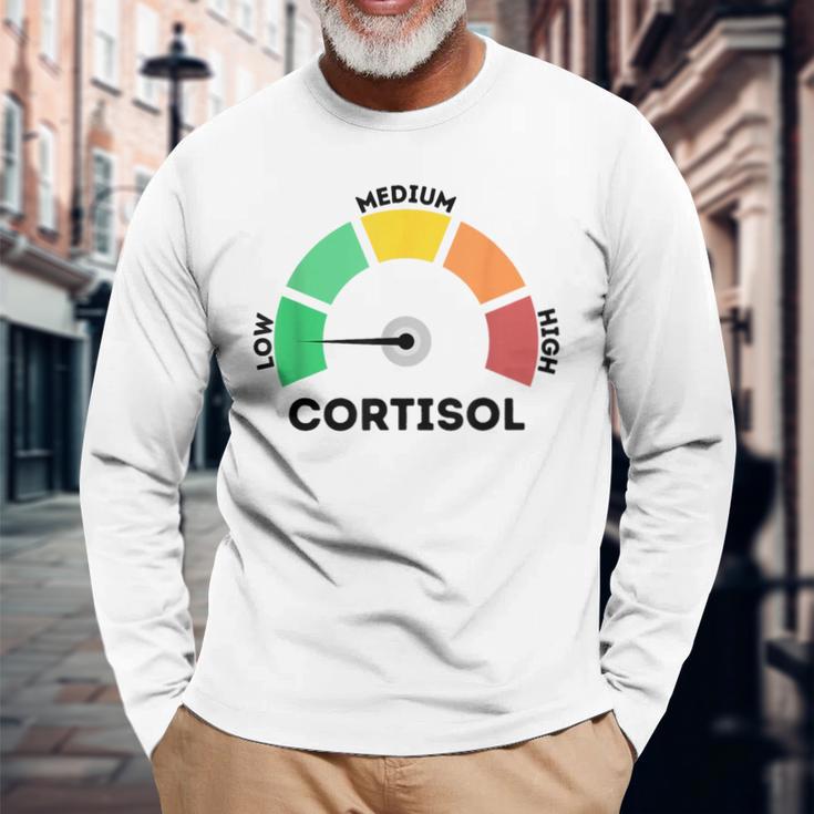 Low Cortisol Levels Meme 長袖Tシャツ 高齢者への贈り物