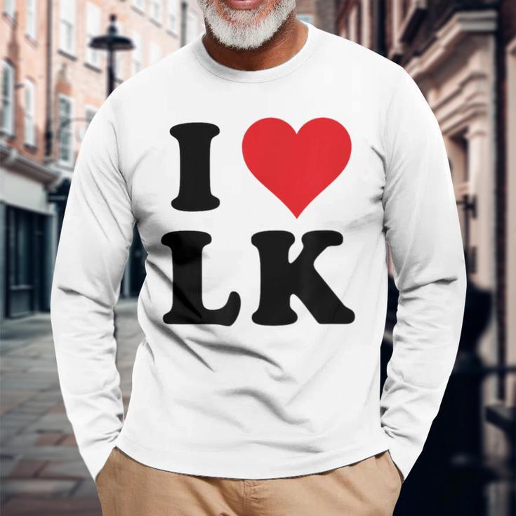 I Heart Lk Initials I Love LK First And Last Name L K 長袖Tシャツ 高齢者への贈り物