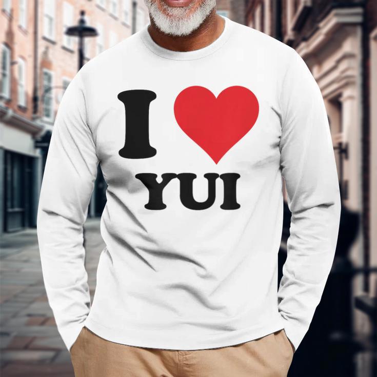 I Heart Yui ファーストネーム I Love パーソナライズ 長袖Tシャツ 高齢者への贈り物