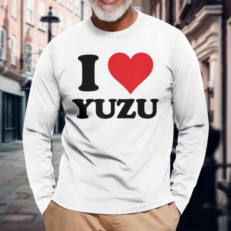 I Heart ゆず ファーストネーム I Love パーソナライズ 長袖Tシャツ 高齢者への贈り物
