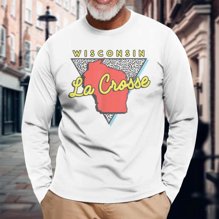 La Crosse ウィスコンシン ヴィンテージ Wi レトロ トライアングル 長袖Tシャツ 高齢者への贈り物