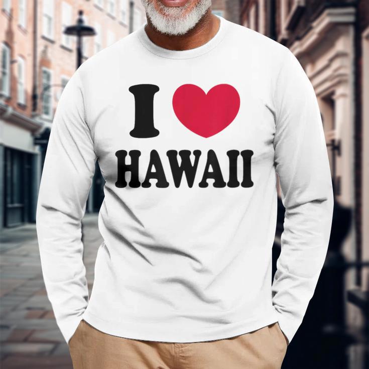 I Love Hawaii ハワイが大好き 長袖Tシャツ 高齢者への贈り物