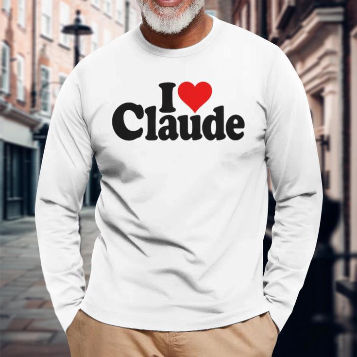 I Love Heart Claude Namee On A 長袖Tシャツ 高齢者への贈り物