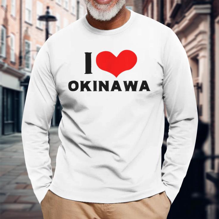 I Love Okinawa 愛 ハート 沖縄 沖縄県 日本 お土産 かわいい おしゃれ 長袖Tシャツ 高齢者への贈り物
