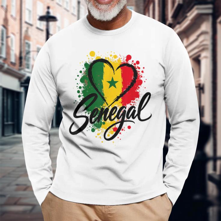 I Loveenegal 休暇 旅行 旗 お土産 ハート ツーリスト 長袖Tシャツ 高齢者への贈り物