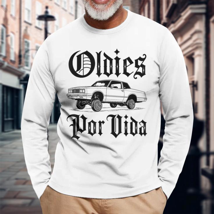 Oldies Porida ヴィンテージ ローライダー 車 メキシカン チカーノ チョロ 長袖Tシャツ 高齢者への贈り物