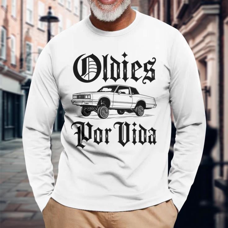 Oldies Porida ヴィンテージ ローライダー 車 メキシカン チカーノ チョロ 長袖tシャツ 長袖Tシャツ 高齢者への贈り物