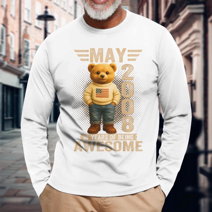 On Back 18歳 2008年5月 テディベア 18歳の誕生日 長袖Tシャツ 高齢者への贈り物