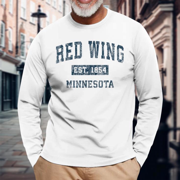 Red Wing ミネソタ Mn ヴィンテージ スポーツデザイン ネイビー プリント 長袖Tシャツ 高齢者への贈り物