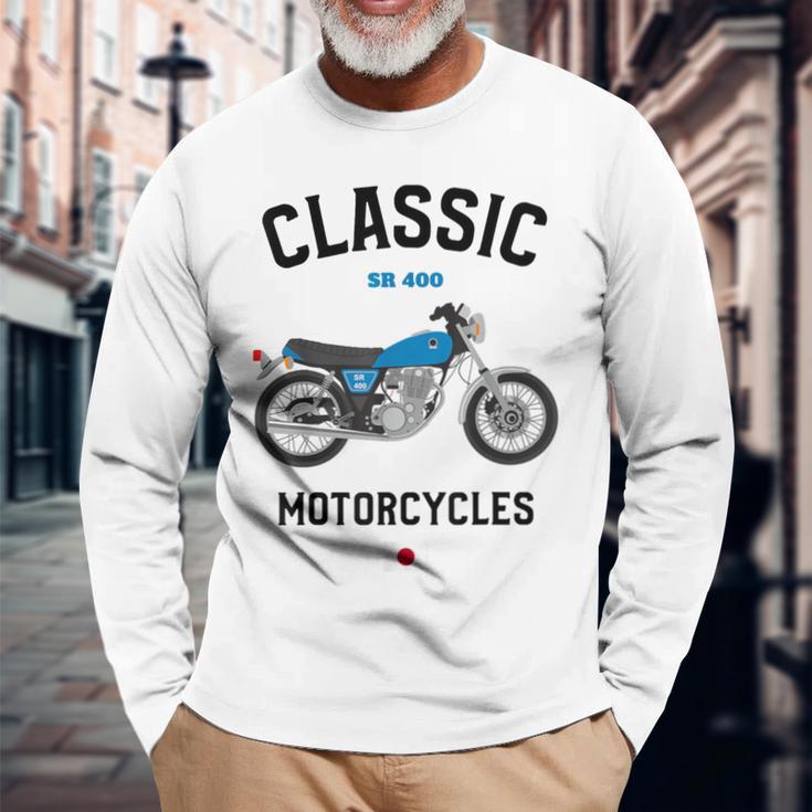 Sr 400 ブルー クラシックバイク モーターサイクリスト オートバイ 長袖Tシャツ 高齢者への贈り物