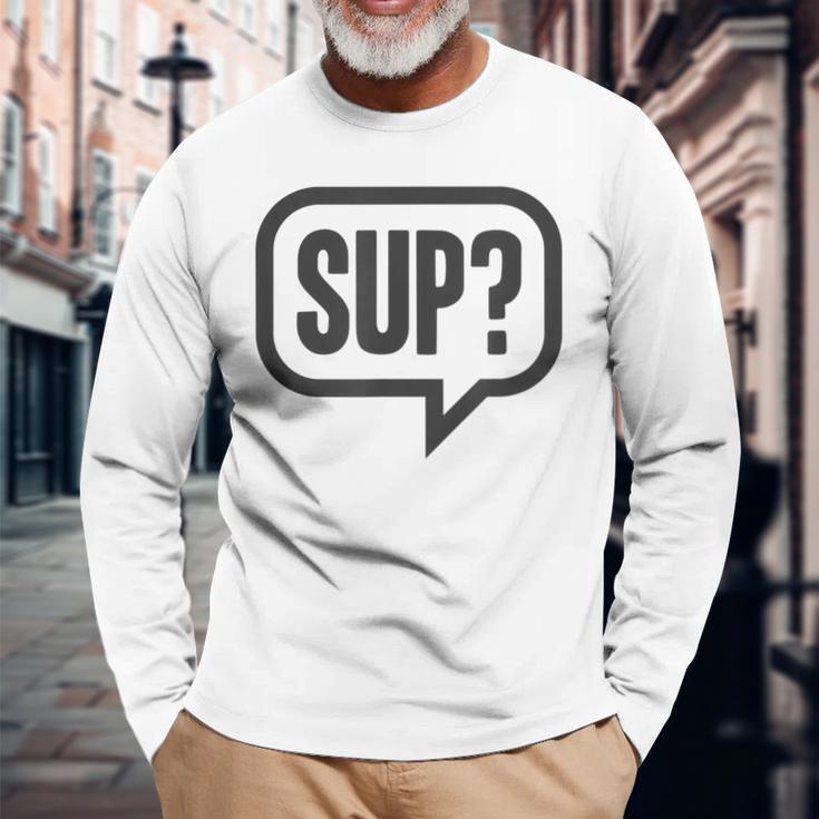 Sup どうしたの？ワザップワサップ What's Up 長袖Tシャツ 高齢者への贈り物