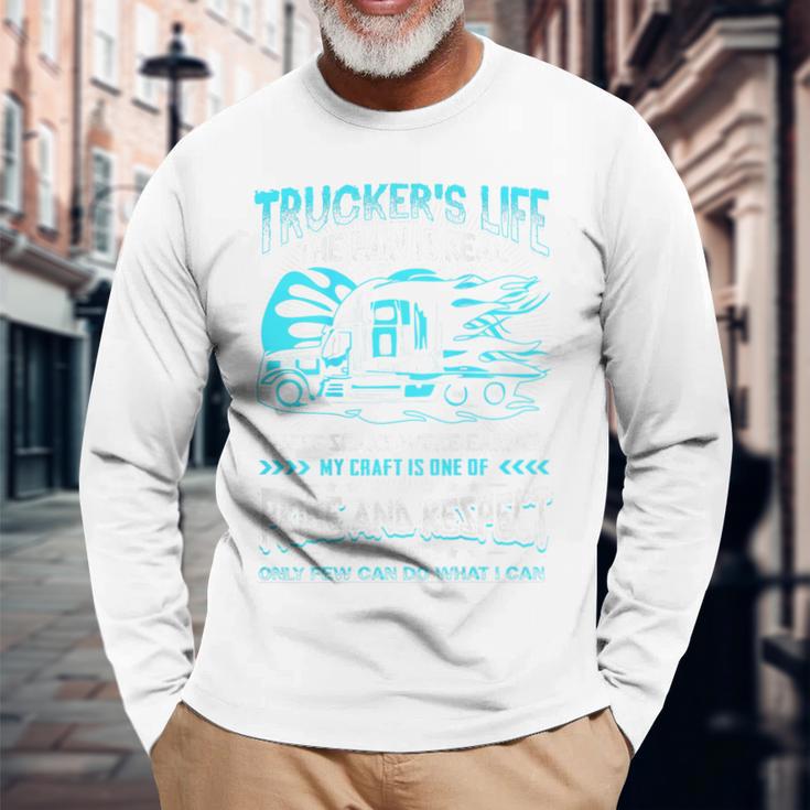 Trucker's Life 面白いトラック運転手トラックバックサイド 長袖Tシャツ 高齢者への贈り物