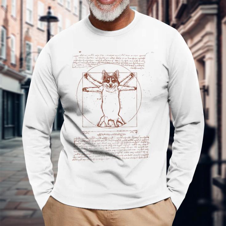 Vitruvian Corgi 長袖Tシャツ 高齢者への贈り物