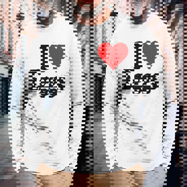 アイラブエッグアイハートエッグ 長袖Tシャツ 高齢者への贈り物