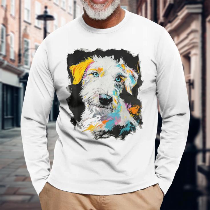 アイリッシュウルフハウンド 犬 モチーフ ペット 青い目 アイリッシュウルフハウンド 長袖Tシャツ 高齢者への贈り物