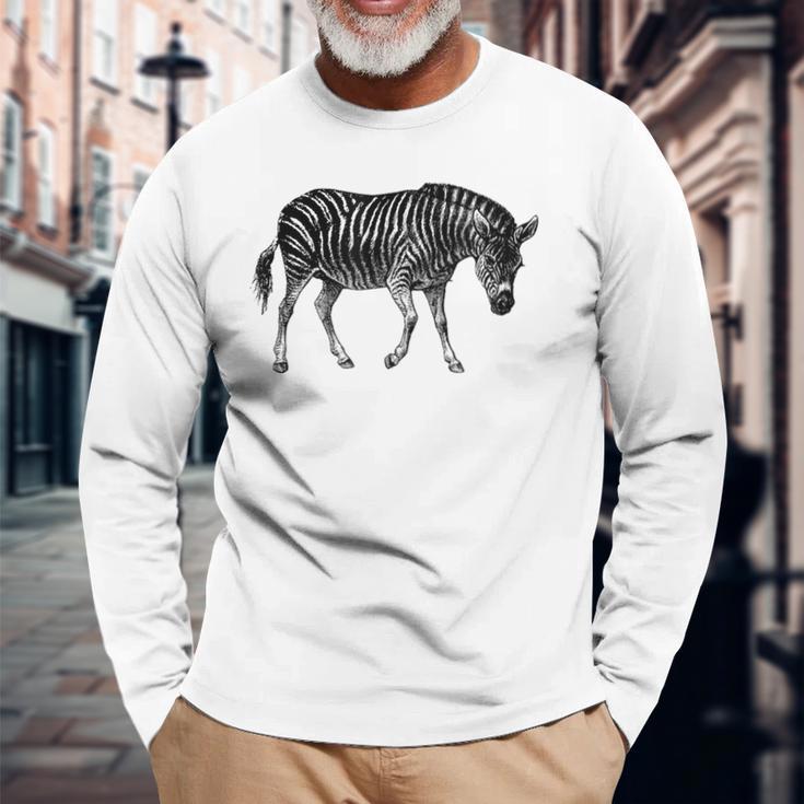 アフリカンゼブラプリント 長袖Tシャツ 高齢者への贈り物