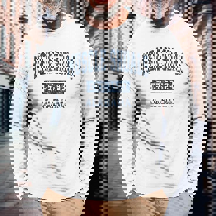 アラバマ州マッスルショールズアラバマ州ヴィンテージスポーツエスタブリッシュドネイビーデス 長袖Tシャツ 高齢者への贈り物