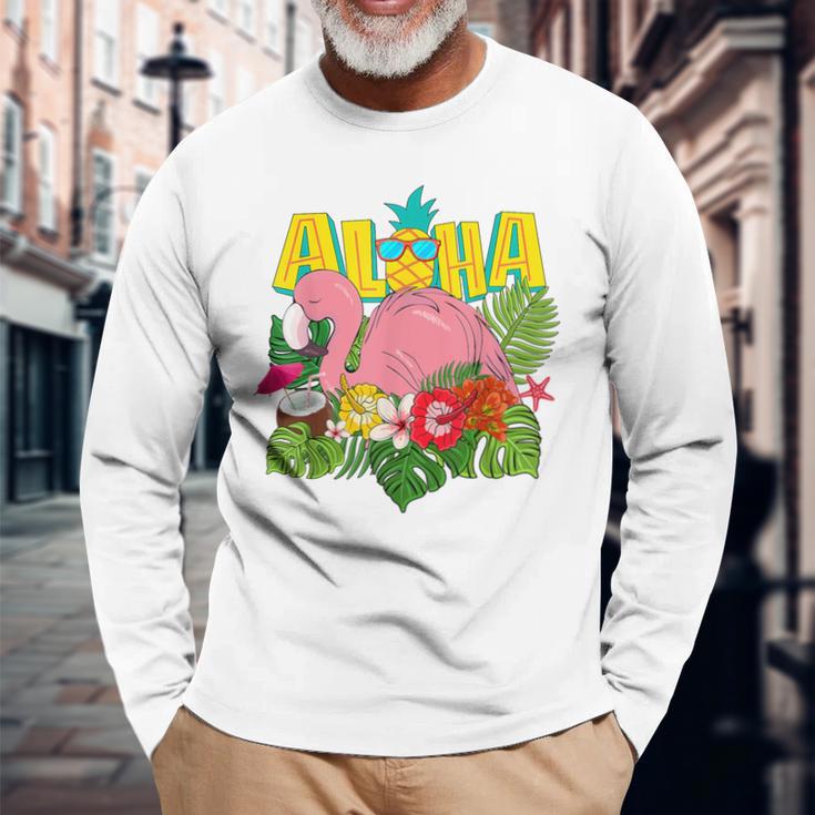 アロハシャツ ハワイアン フラミンゴ キッズ ティーン ガールズ 幼児 長袖Tシャツ 高齢者への贈り物