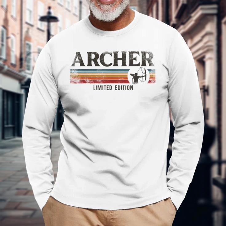 アーチェリー 弓 アーチャー レトロ ヴィンテージ アーチャー 長袖Tシャツ 高齢者への贈り物