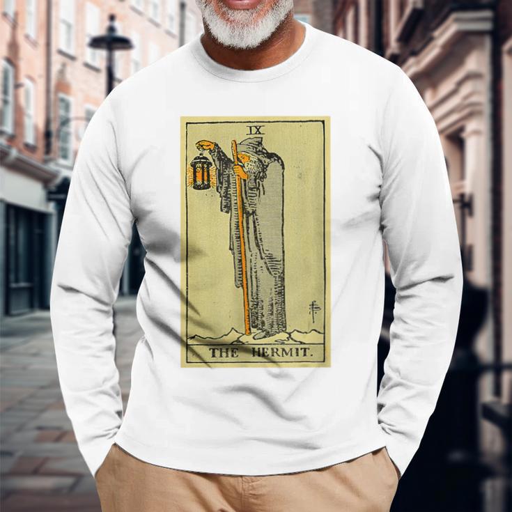 エルミットタロットカード スピリチュアリティ ヴィンテージ 長袖Tシャツ 高齢者への贈り物