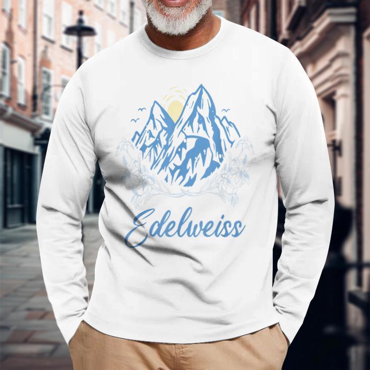 エーデルワイス アルプス お土産 スイス ハイキング 山 スイス 長袖Tシャツ 高齢者への贈り物