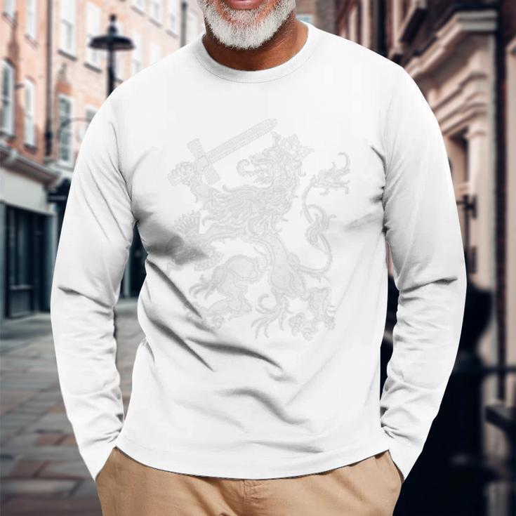 オランダのオランダのライオン オランダ オランダ オレンジ 長袖Tシャツ 高齢者への贈り物
