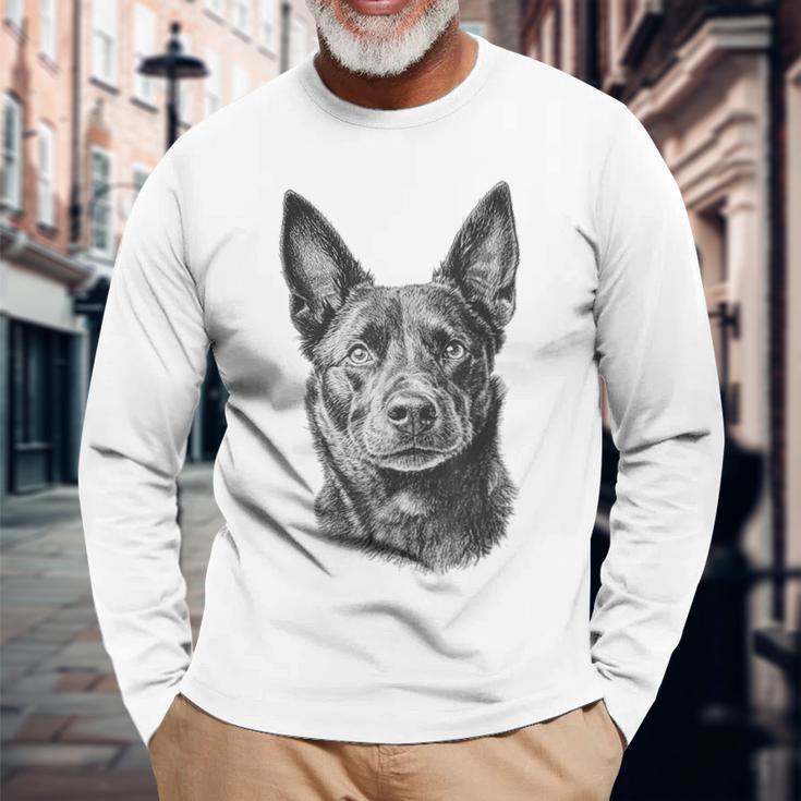 オーストラリアンケルピードッグモチーフペットアート オーストラリアンケルピー 長袖Tシャツ 高齢者への贈り物