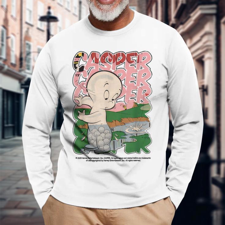 キャスパー 映画 クラシック レトロ コミック スタイル 長袖Tシャツ 高齢者への贈り物
