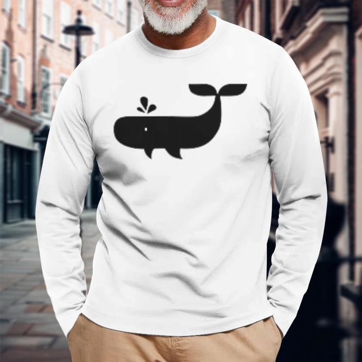 クジラ ブラック レディース メンズ 子供用 長袖Tシャツ 高齢者への贈り物