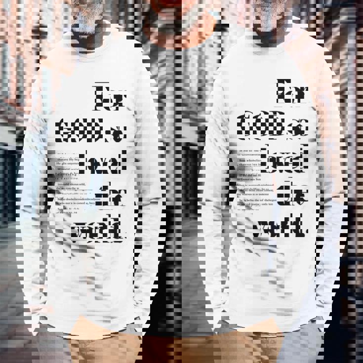 クリスチャン ジョン 3 16 18 Godo Loved The World 聖書の一節 長袖tシャツ 長袖Tシャツ 高齢者への贈り物