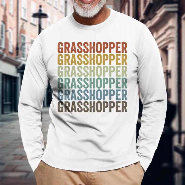 グラスホッパー レトロ 長袖Tシャツ 高齢者への贈り物