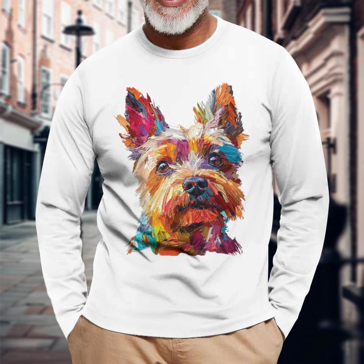 ケアンテリア 犬 モチーフ ペット イラスト ケアンテリア 長袖Tシャツ 高齢者への贈り物