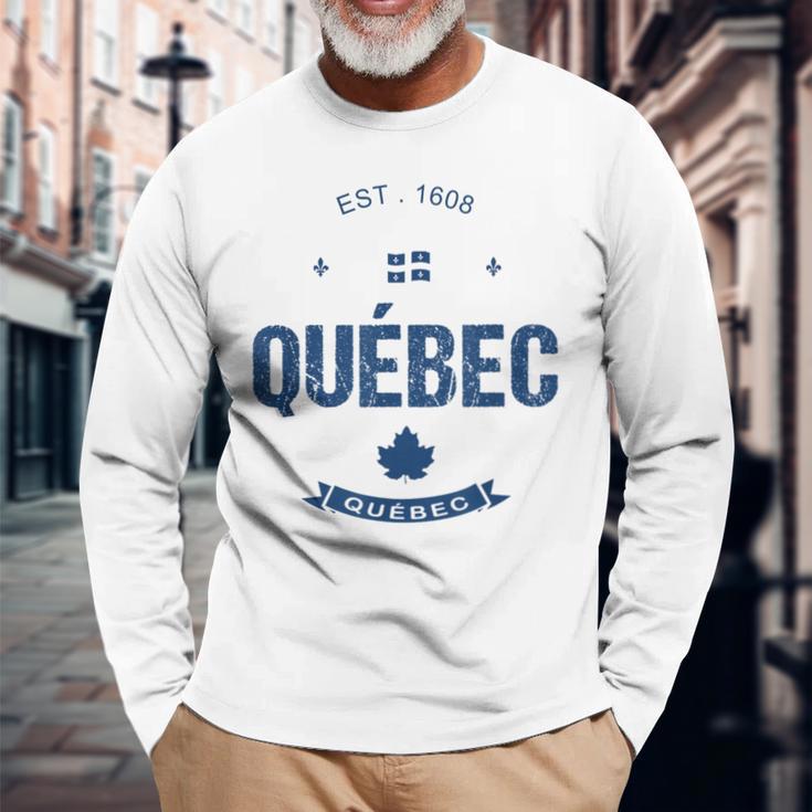 ケベックシティ ケベック州の旗 長袖Tシャツ 高齢者への贈り物